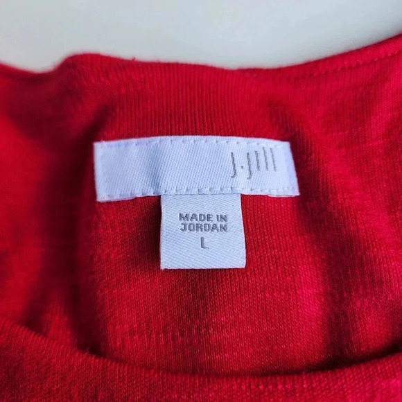 J. Jill Raspberry Pink Layered Knit Dress Stretch Short Sleeve Buttons Rayon L - Picture 13 of 15